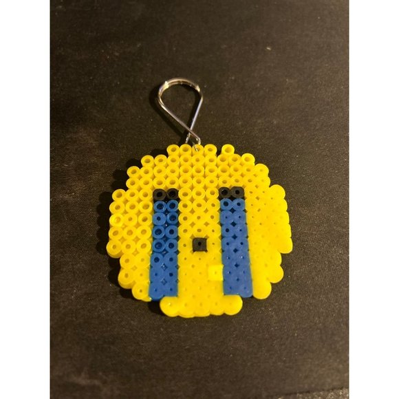 Handmade Perler bead crying emoji keychain - Picture 1 of 3